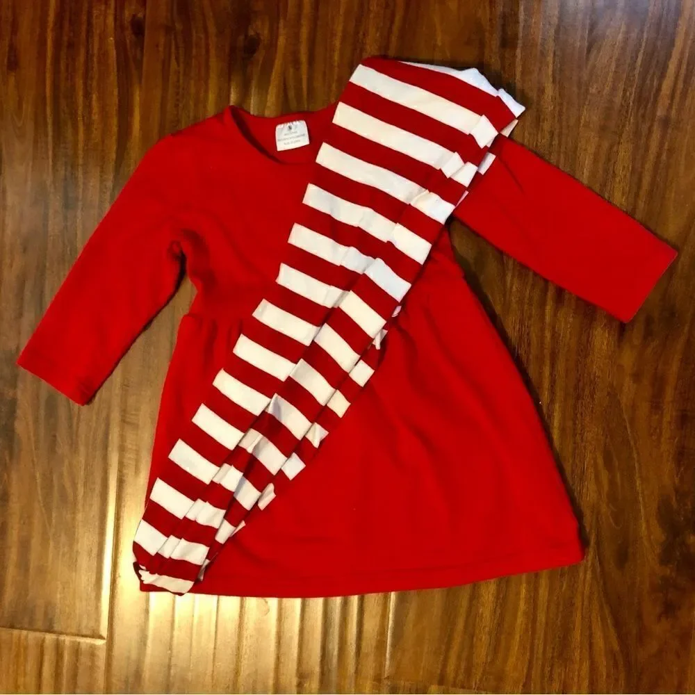 Stripey Candy Cane Santa Infinity Scarf with Red Long Sleeved Size Medium